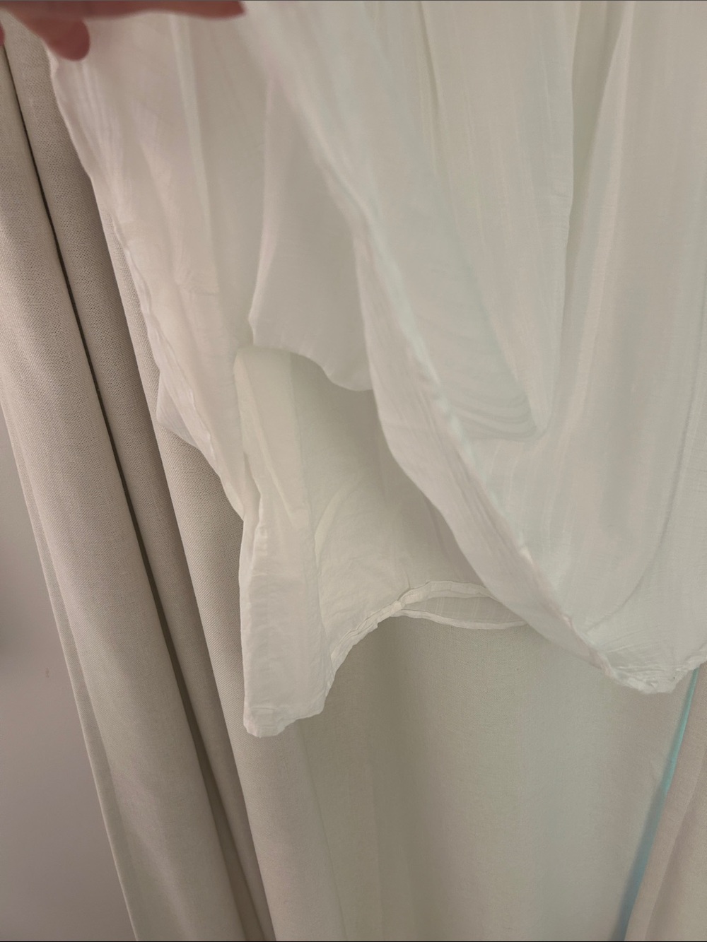 White V-Neck Pleated Flutter Sleeve Dress - Picture 3 of 3